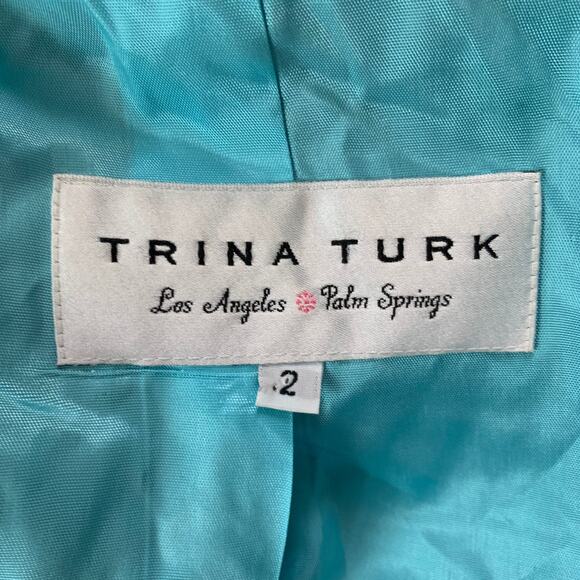 TRINA TURK Size 2 Black Multicolour Cotton 3/4 Sleeves Jacket - Picture 5 of 6